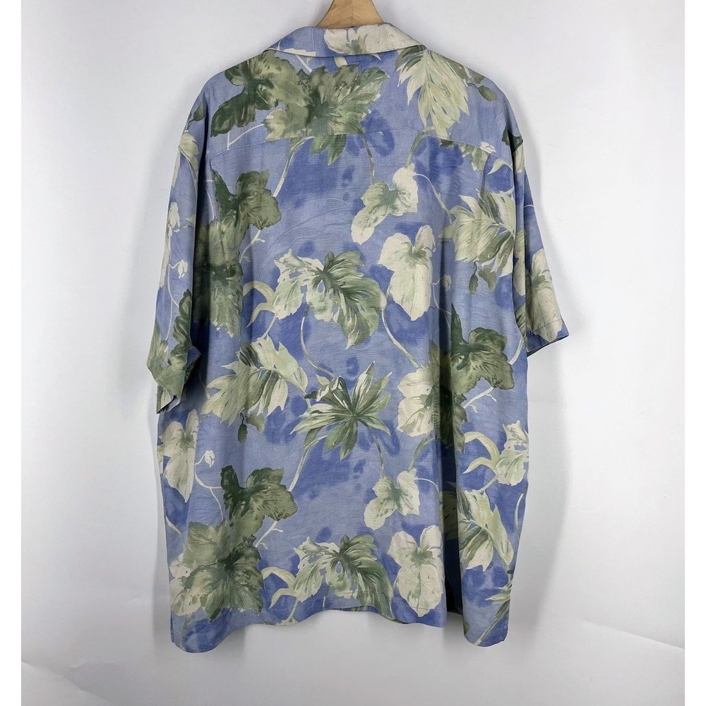 Tommy Bahama Mens Silk Tropical Leaf Camp Shirt Original Fit Jacquard Size 3XL - Picture 2 of 13